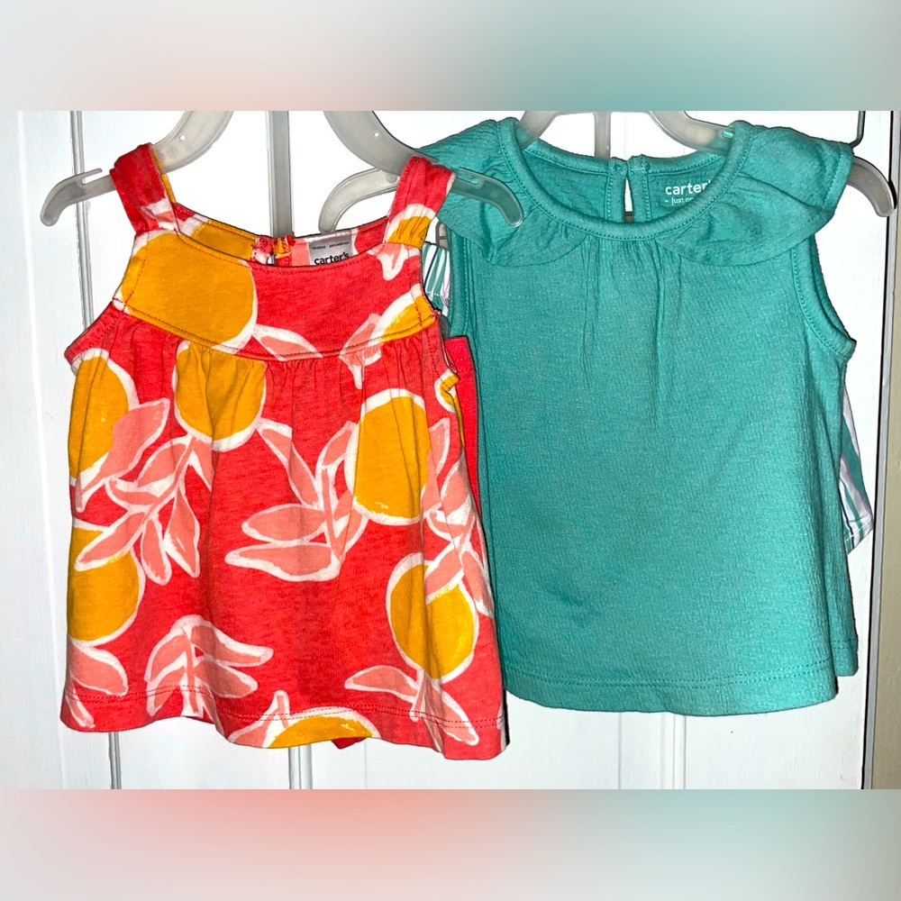 2 Carter's Tank Top with Shorts Outfits (12m)